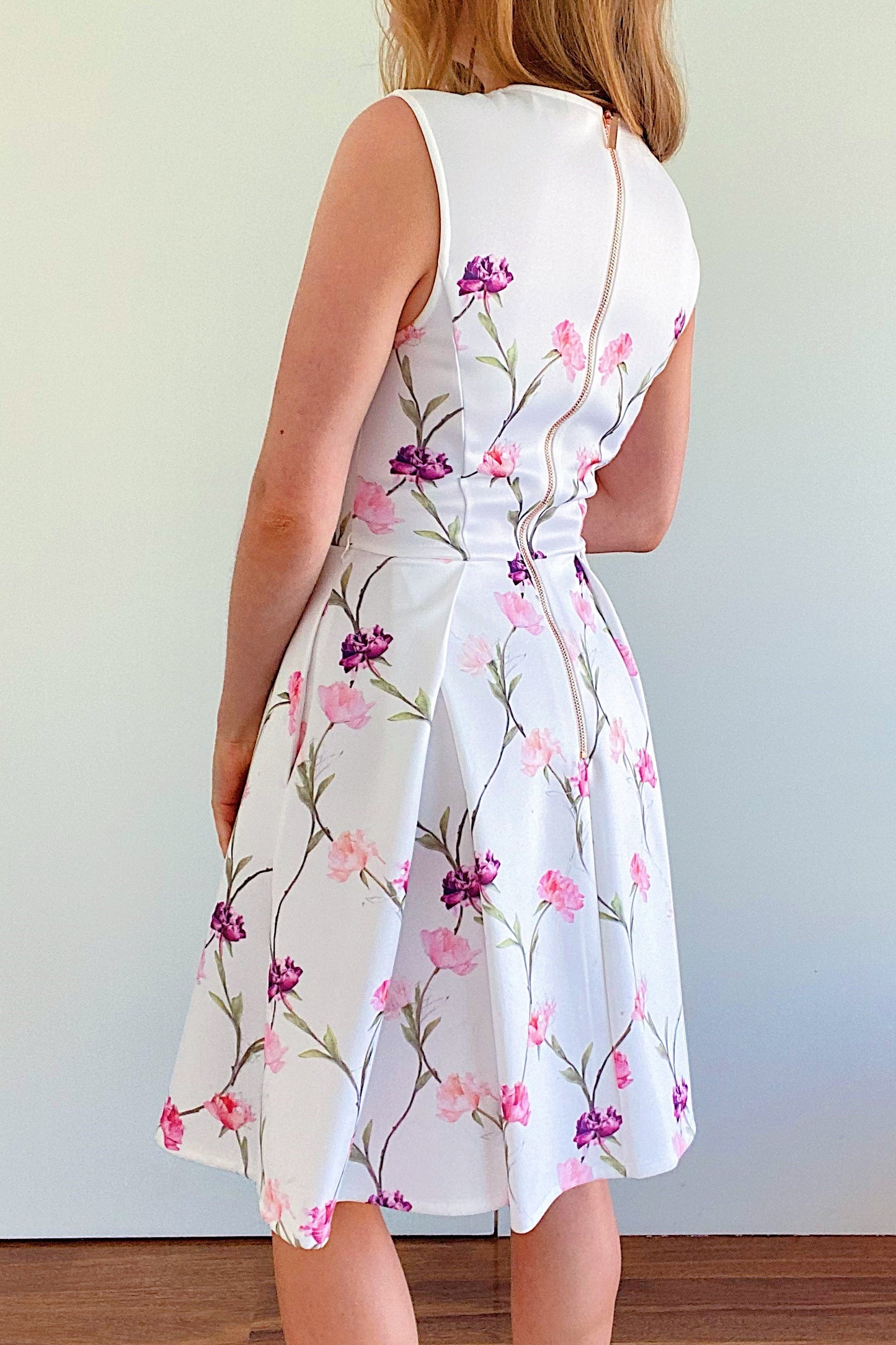 White floral short dress